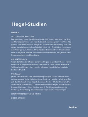 cover image of Hegel-Studien Band 2